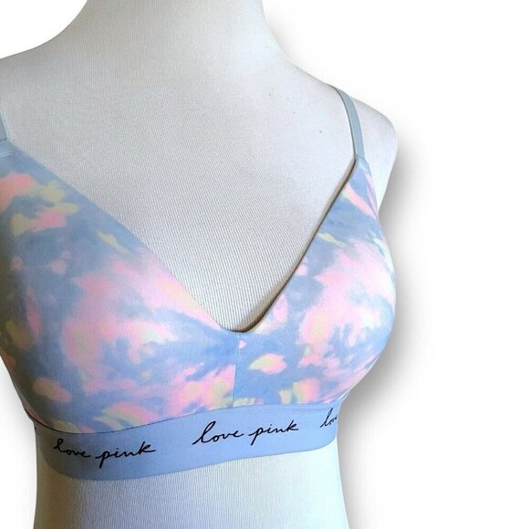 Victorias Secret 34C Bra Blue Tie Dye Wear Everywhere Wireless Lightly Lined - Picture 2 of 6